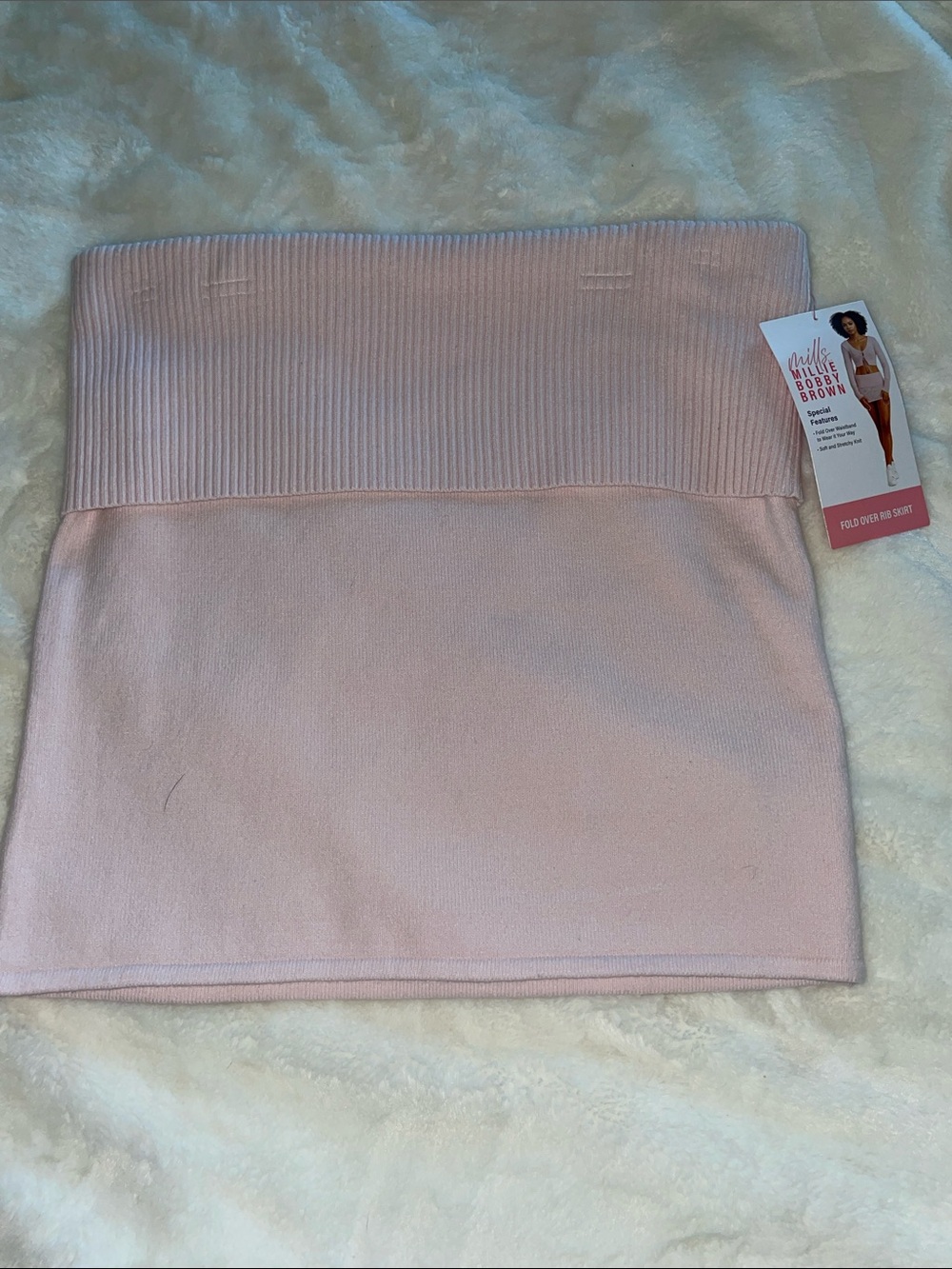 Milly x Bobbie Brown size L Pale Pink Knit Tube Skirt-NWT